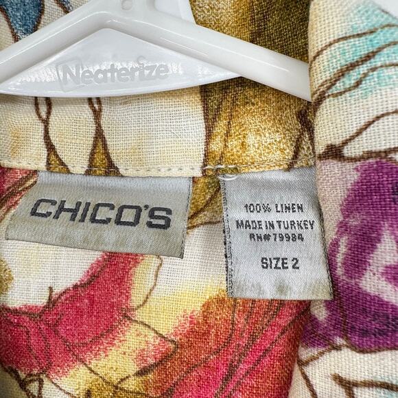 Chicos Jacket Womens MEDIUM Linen Lightweight Summer Spring Travel Boho Travel - Picture 4 of 10